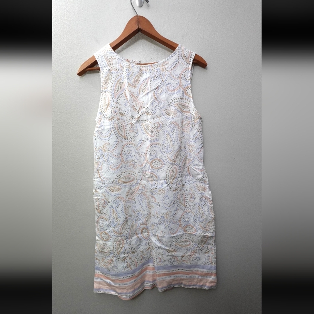 Rachel Ashwell Shift Dress Paisley Linen Sleeveless Size S Boho Cottagecore